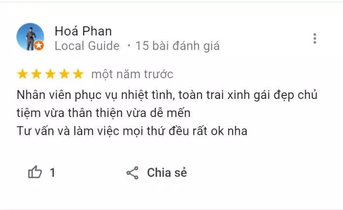 Đánh giá từ khách hàng Hóa Phan trên Google Maps về dịch vụ của Líp Hair Studio (Nguồn: Internet) Đánh giá từ khách hàng Hóa Phan trên Google Maps về dịch vụ của Líp Hair Studio (Nguồn: Internet)
