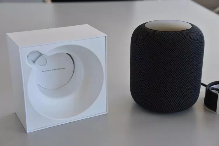 Chiếc loa HomePod đã được lấy ra khỏi đế (Ảnh: Internet).