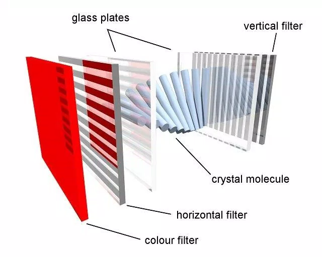 Các tinh thể lỏng nằm giữa 2 tấm kính trong màn hình LCD (Ảnh: Internet).