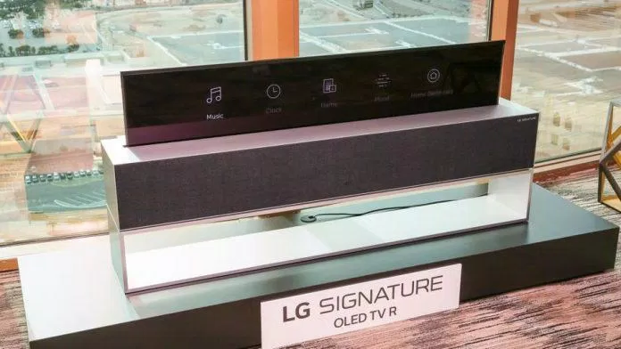 Tivi OLED có thể cuộn lại (Ảnh: Internet). Tivi OLED có thể cuộn lại (Ảnh: Internet).