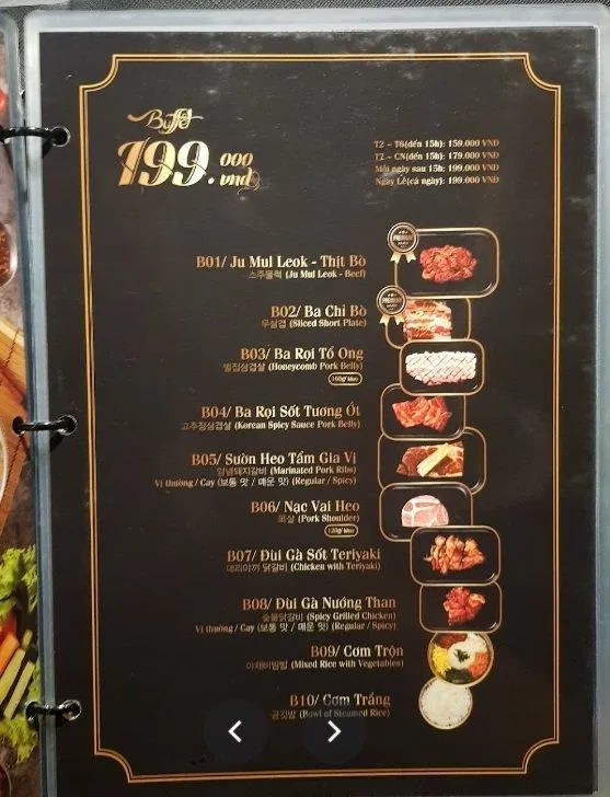 Menu của Meat & Meet BBQ (Ảnh Internet)