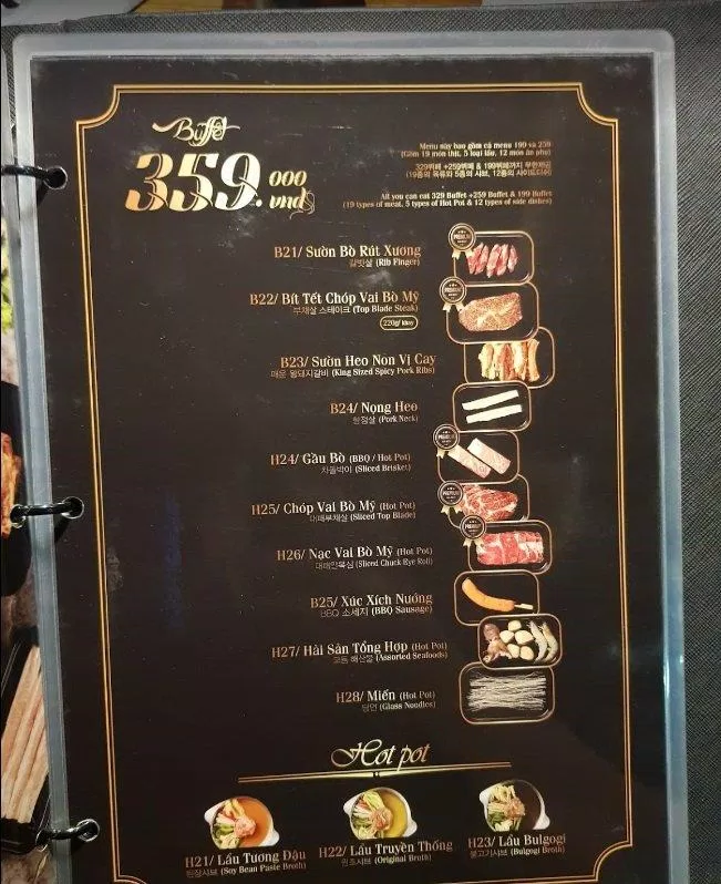 Menu của Meat & Meet BBQ (Ảnh Internet)