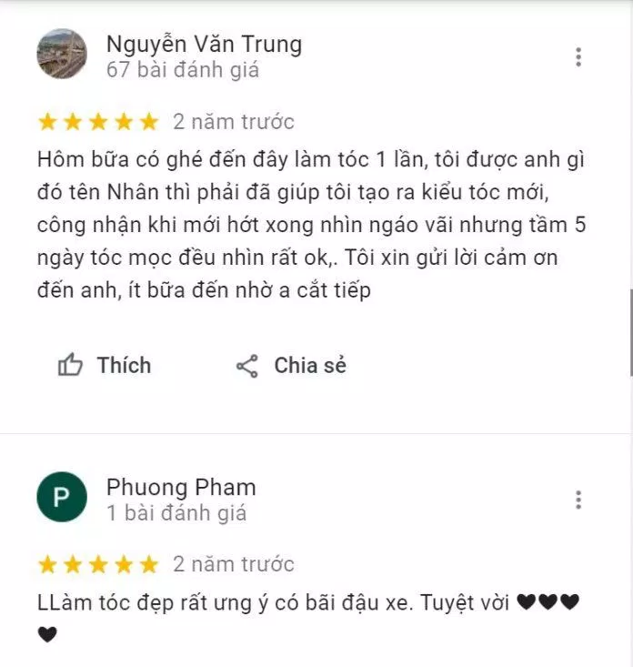 Đánh giá của khách hàng về Niên is New Hair Salom trên Google Map (Nguồn: Internet) Đánh giá của khách hàng về Niên is New Hair Salom trên Google Map (Nguồn: Internet)
