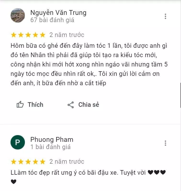 Đánh giá của khách hàng về Niên is New Hair Salom trên Google Map (Nguồn: Internet)