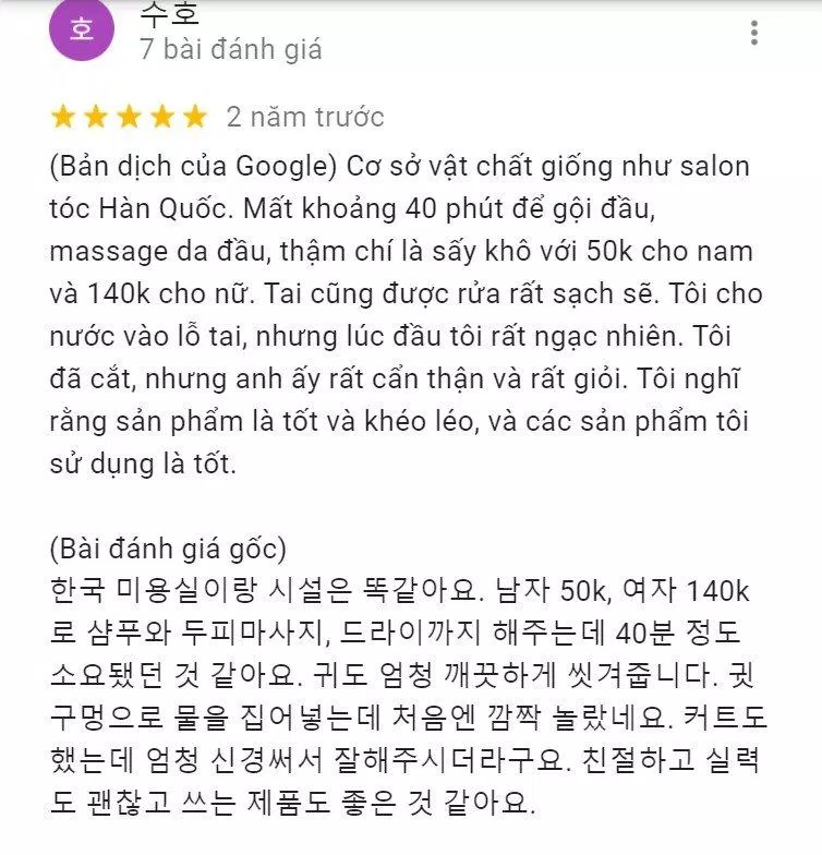 Niên được khách hàng đánh giá cao về cơ sở vật chất cũng như chất lượng dịch vụ tại salon (Nguồn: Internet)