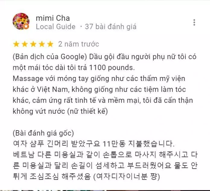 Đánh giá từ khách hàng Mimi Cha về Niên trên Google Maps (Nguồn: Internet) Đánh giá từ khách hàng Mimi Cha về Niên trên Google Maps (Nguồn: Internet)
