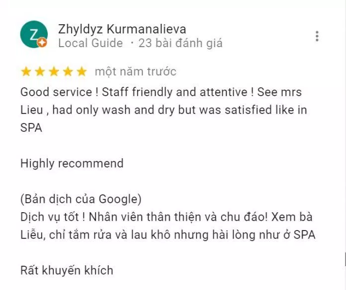 Đánh giá tích cực về chất lượng dịch vụ tại Niên từ một khách du lịch (Nguồn: Internet) Đánh giá tích cực về chất lượng dịch vụ tại Niên từ một khách du lịch (Nguồn: Internet)