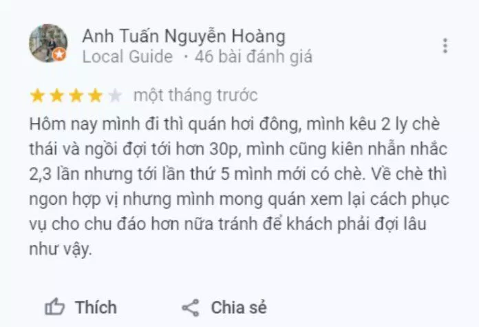 Đánh giá của khách hàng về quán Sinh tố 167 Thành Thái. (Ảnh: BlogAnChoi)