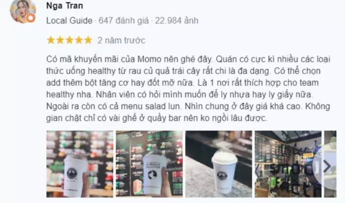 Đánh giá của khách hàng về quán Smoothie Factory. (Ảnh: BlogAnChoi)