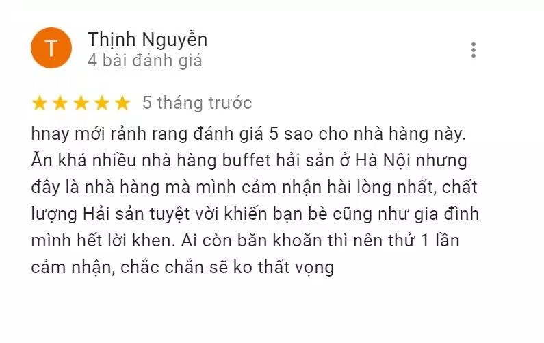 Đánh giá của khách hàng về Buffet Poseidon (Nguồn: Internet)