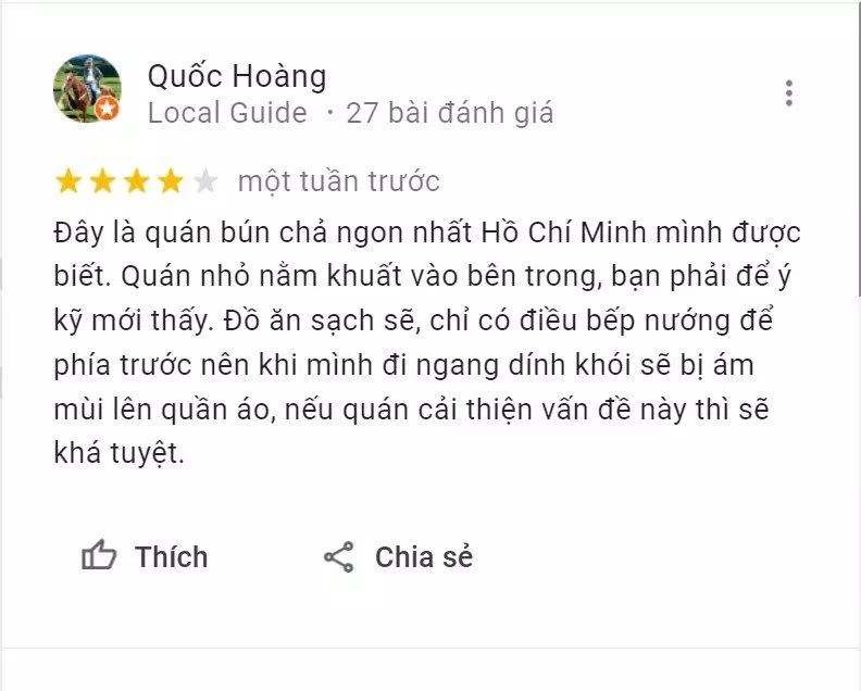 Đánh giá của khách hàng về Bún Chả Ánh Hồng Hà Nội (Nguồn: BlogAnChoi)