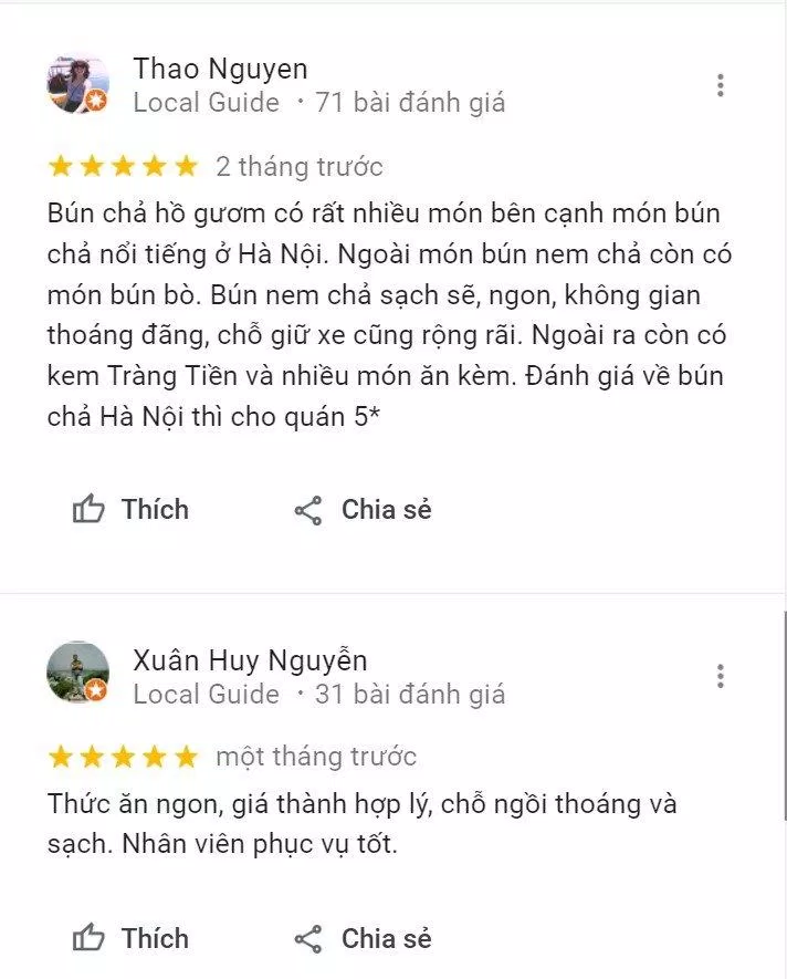 Đánh giá của khách hàng trên Google Maps. (Ảnh: BlogAnChoi)