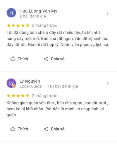 Đánh giá của khách hàng về Bún chả Hà Nội Sen Vàng (Nguồn: BlogAnChoi) Đánh giá của khách hàng về Bún chả Hà Nội Sen Vàng (Nguồn: BlogAnChoi)