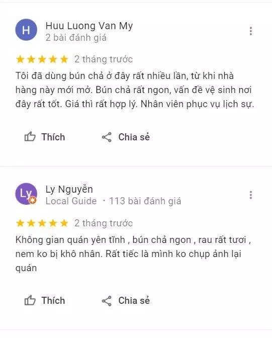 Đánh giá của khách hàng về Bún chả Hà Nội Sen Vàng (Nguồn: BlogAnChoi) Đánh giá của khách hàng về Bún chả Hà Nội Sen Vàng (Nguồn: BlogAnChoi)