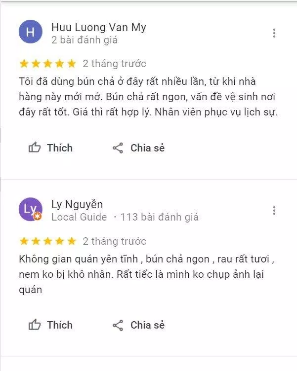 Đánh giá của khách hàng về Bún Chả Hà Nội Xưa (Nguồn: BlogAnChoi) Đánh giá của khách hàng về Bún Chả Hà Nội Xưa (Nguồn: BlogAnChoi)