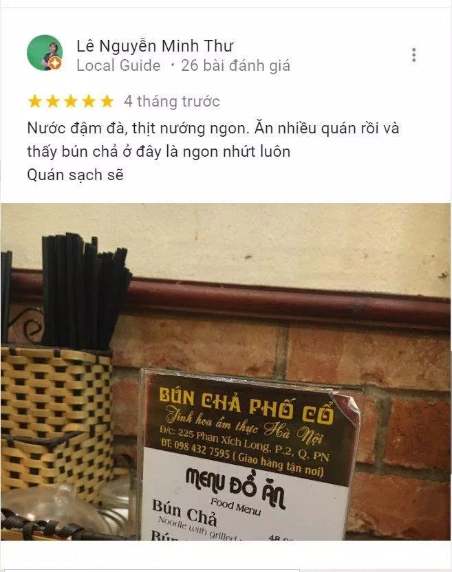 Đánh giá của khách hàng về Bún chả Phố Cổ (Nguồn: BlogAnChoi) Đánh giá của khách hàng về Bún chả Phố Cổ (Nguồn: BlogAnChoi)