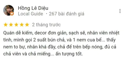 Đánh giá của khách hàng về Quán nem Giảng Võ (Nguồn: BlogAnChoi) Đánh giá của khách hàng về Quán nem Giảng Võ (Nguồn: BlogAnChoi)