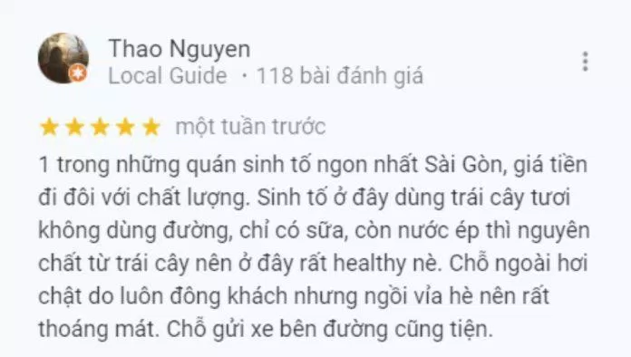 Đánh giá của khách hàng về quán Banana’s Juice Shop. (Ảnh: BlogAnChoi)