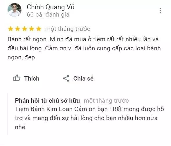 Đánh giá của khách hàng tại Tiệm bánh Kim Loan (Ảnh BlogAnChoi)