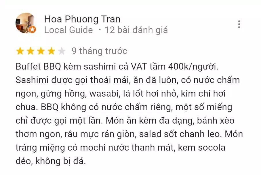 Đánh giá của khách hàng về Shogun (Nguồn: Internet)