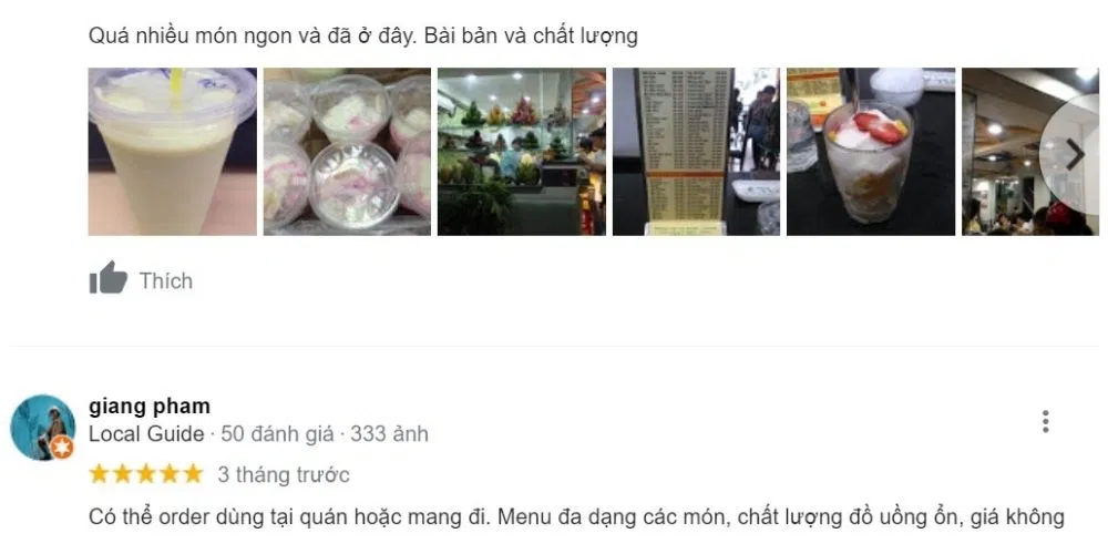 Đánh giá của khách hàng về Sinh tố 142 (Ảnh: BlogAnChoi)