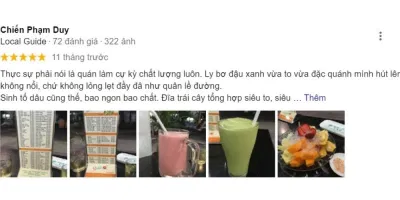 Đánh giá của khách hàng về Sinh tố 142 (Ảnh: BlogAnChoi)