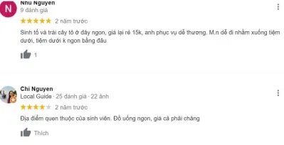 Đánh giá của khách hàng về Sinh tố Bà Hạt (Ảnh: BlogAnChoi)