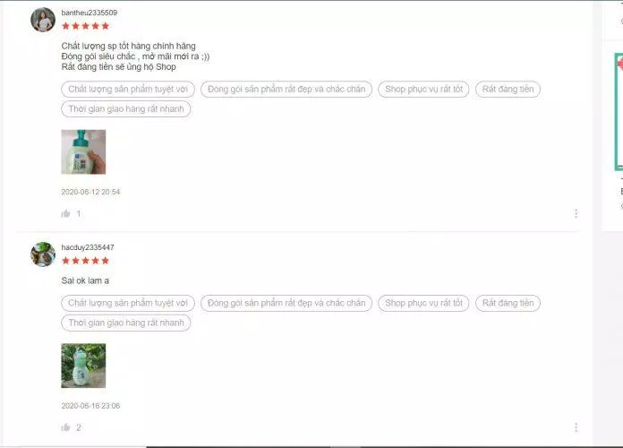 Đánh giá của khách hàng về sản phẩm trên trang Shopee (ảnh: BlogAnChoi).