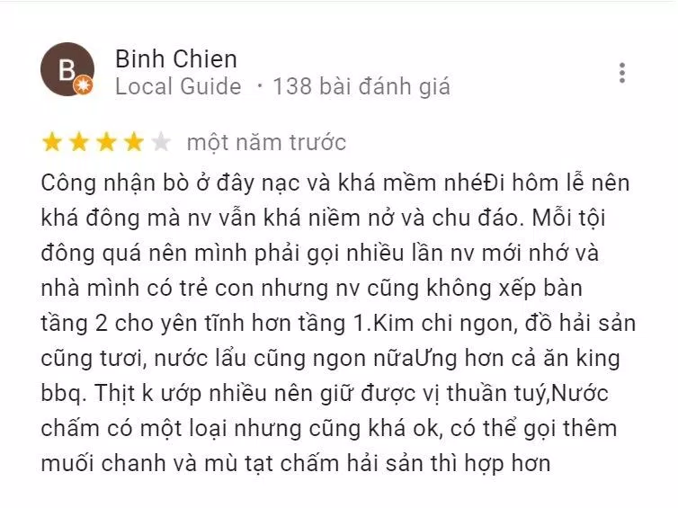 Đánh giá của khách hàng về Sumo Yakiniku (Nguồn: Internet) Đánh giá của khách hàng về Sumo Yakiniku (Nguồn: Internet)