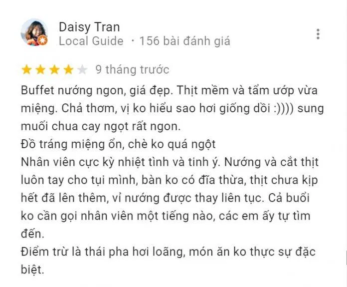 Đánh giá của khách hàng về Thái Pattaya Buffet (Nguồn: Internet) Đánh giá của khách hàng về Thái Pattaya Buffet (Nguồn: Internet)
