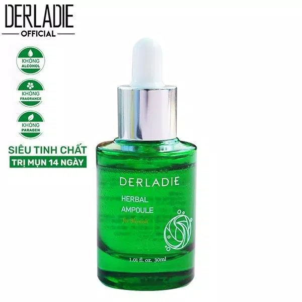 Tinh chất Derladie Herbal Ampoule For Blemish hứa hẹn sẽ giúp bạn loại bỏ mụn chỉ sau 14 ngày ( Nguồn: internet)