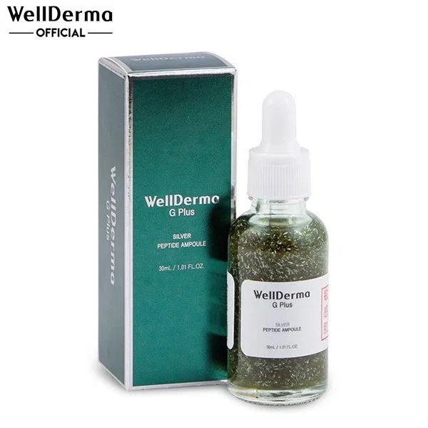 Tinh chất Wellderma G Plus Silver Peptide Ampoule có thiết kế phủ bóng và kim tuyến cực kỳ sang chảnh ( Nguồn: internet)