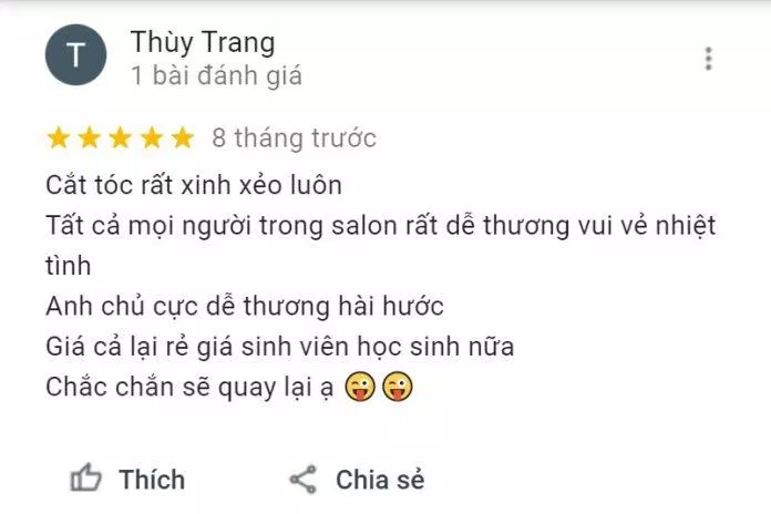 Đánh giá của khách hàng về Salon Lê Hiếu. (Ảnh: BlogAnChoi)