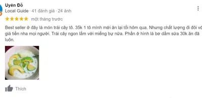 Đánh giá của khách hàng về Fruit smoothies plate 567 (Ảnh: BlogAnChoi)