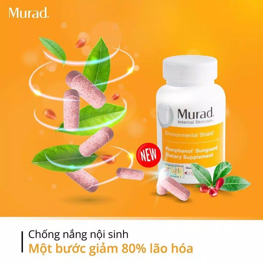 Viên uống chống nắng Murad Pomphenol Sunguard là dạng viên nén có màu đỏ lựu (Nguồn: Internet)