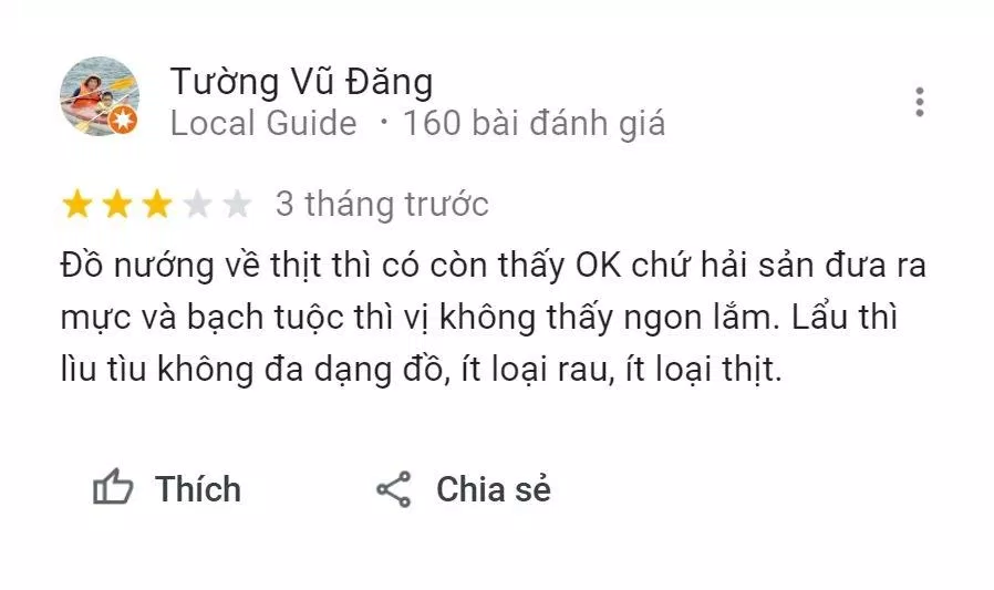 Đánh giá của khách hàng về Yakimono (Nguồn: Internet)