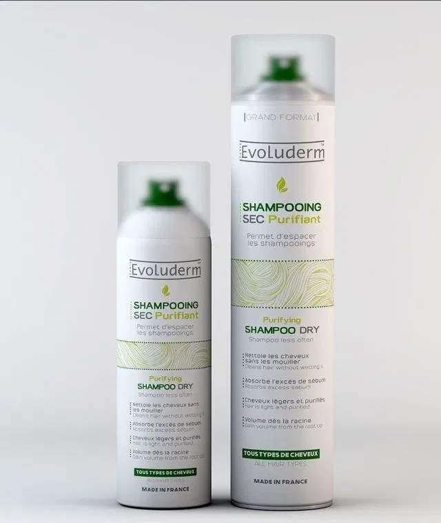 Dầu gội khô Evoluderm Purifying Shampoo Dry hút dầu hiệu quả (Ảnh: Internet)