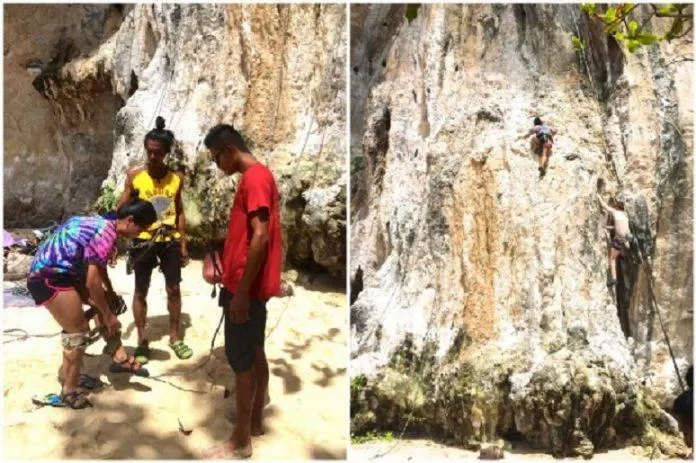 Hoạt động leo vách đá mạo hiểm tại Krabi (Ảnh: Internet).