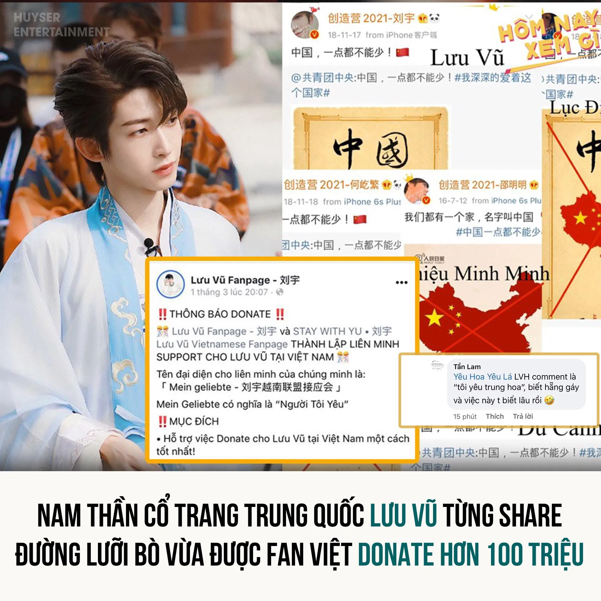 Lưu Vũ từng share đường lưỡi bò của Trung Quốc (Nguồn: Internet)