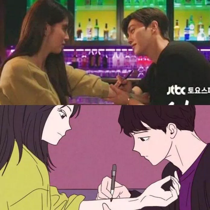 Park Jae Uhn vẽ hình con bướm lên tay của Yoo Na Bi ( nguồn : internet)