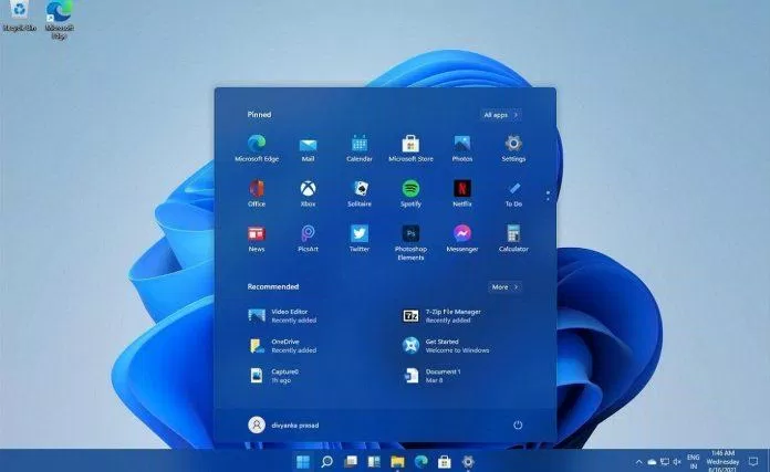 Start Menu trên Windows 11 (Ảnh: Internet).