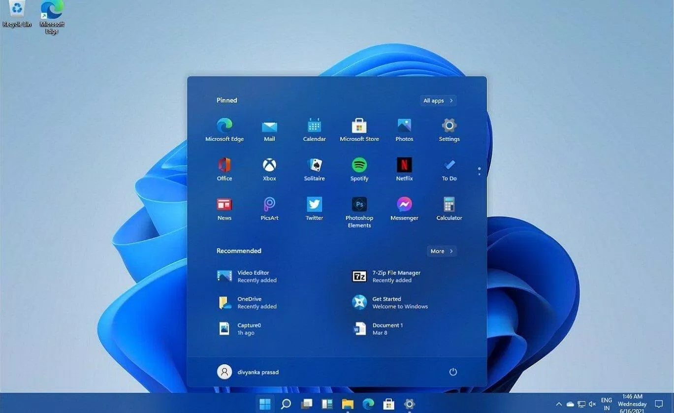 Start Menu trên Windows 11 (Ảnh: Internet).