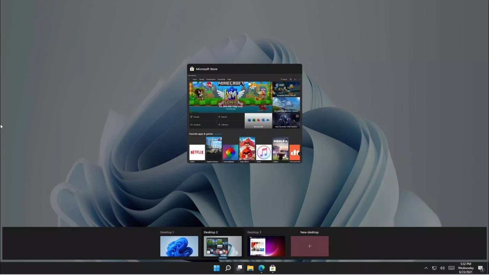 Task View trên Windows 11: Tính năng này giúp người dùng phân chia từng Desktop riêng cho một công việc hoặc ứng dụng cụ thể. (Ảnh: Internet)