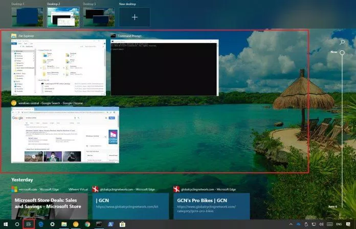 Task View trên Windows 10. (Ảnh: Internet) Task View trên Windows 10. (Ảnh: Internet)