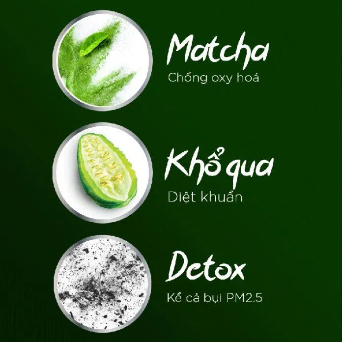 Các thành phần của xà phòng trị mụn lưng Lifebuoy Matcha khổ qua. (Ảnh: Internet)