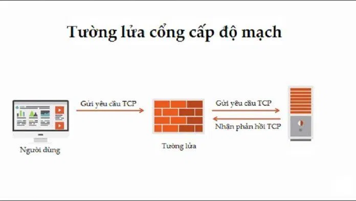 Minh họa cách hoạt động của tường lửa cổng cấp độ mạch (Ảnh: Internet).