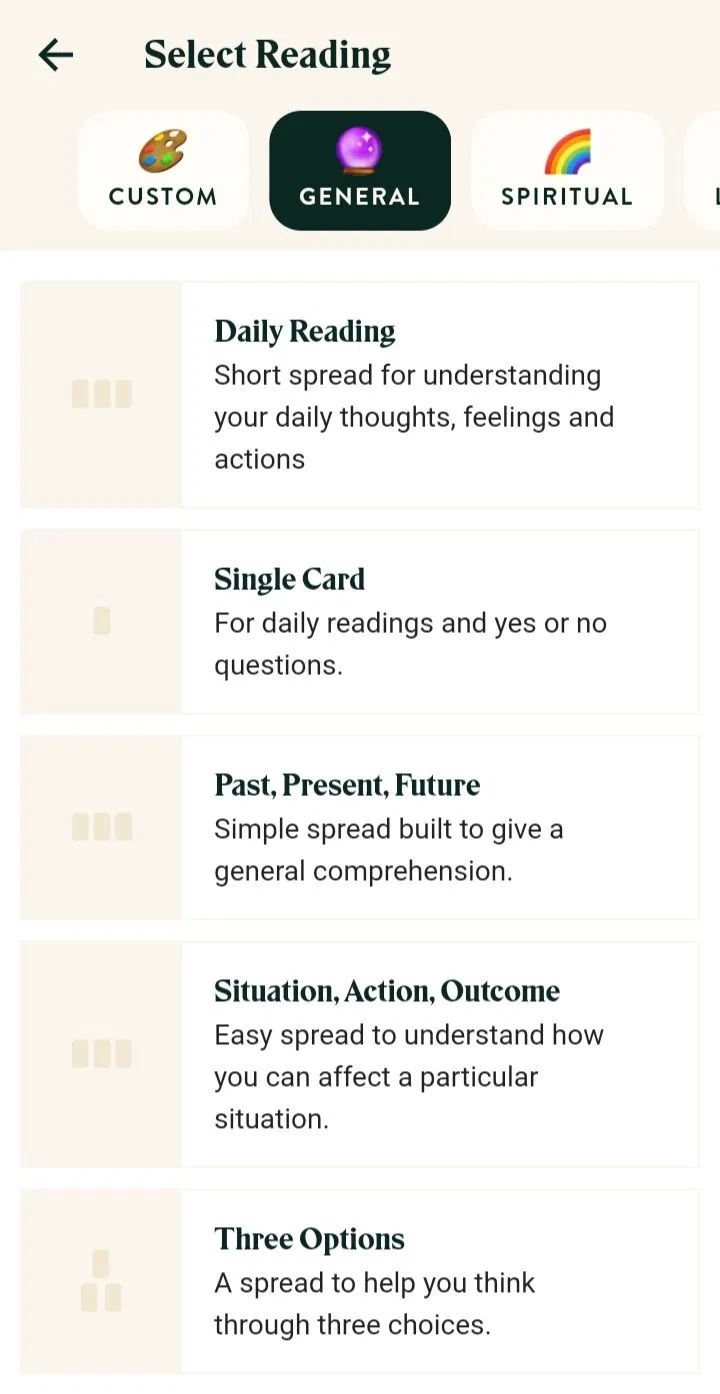 Các kiểu bói khác nhau của Labyrinthos Tarot (Ảnh: Internet). Các kiểu bói khác nhau của Labyrinthos Tarot (Ảnh: Internet).