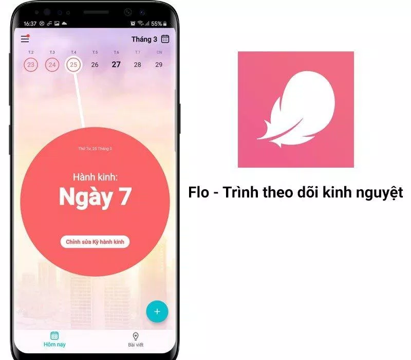 Giao diện của app Flo -Lịch kinh nguyệt (Ảnh: Internet).