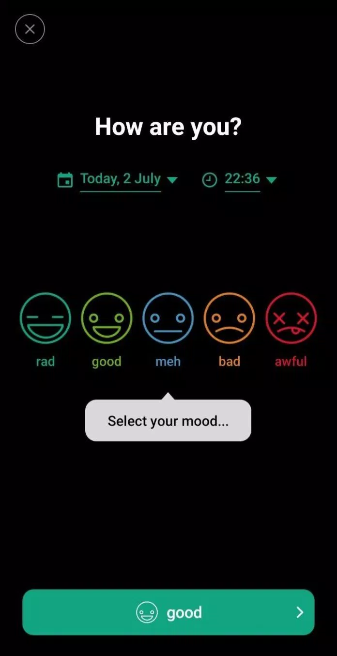 Tự đánh giá tâm trạng với Daylio (Ảnh: Internet).
