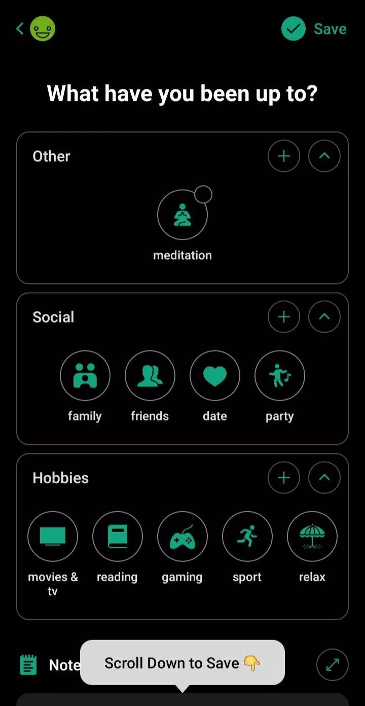 Ghi lại những việc đã làm trong ngày với Daylio (Ảnh: Internet). Ghi lại những việc đã làm trong ngày với Daylio (Ảnh: Internet).